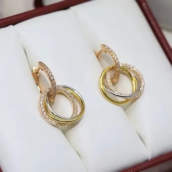 1pair Cartier all Color Gold Include Family Circles Hoop Earrings Mother’s Day - Picture 7 of 16